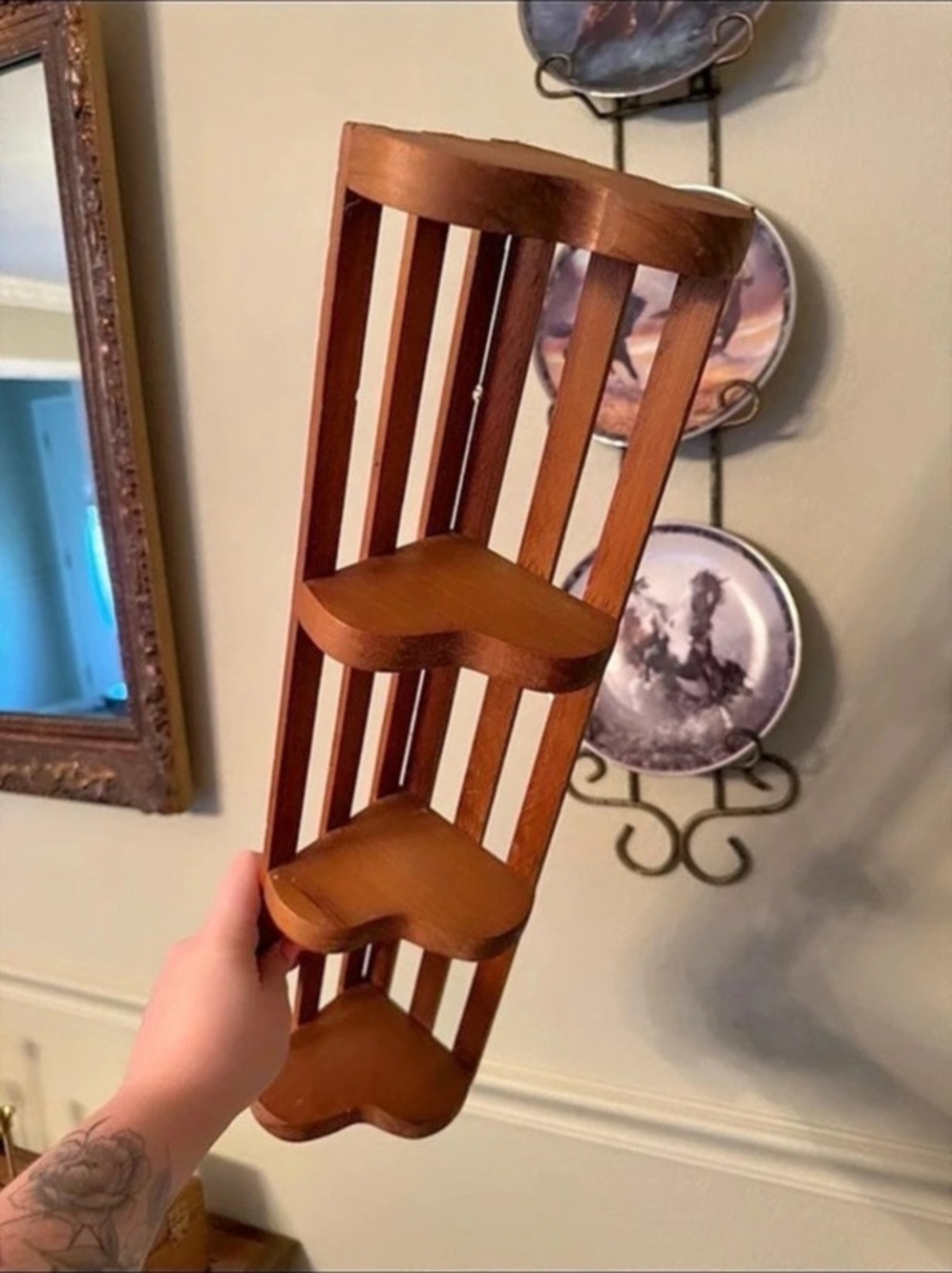 Wooden Wall-Mounted Display Shelf Rack in Brown